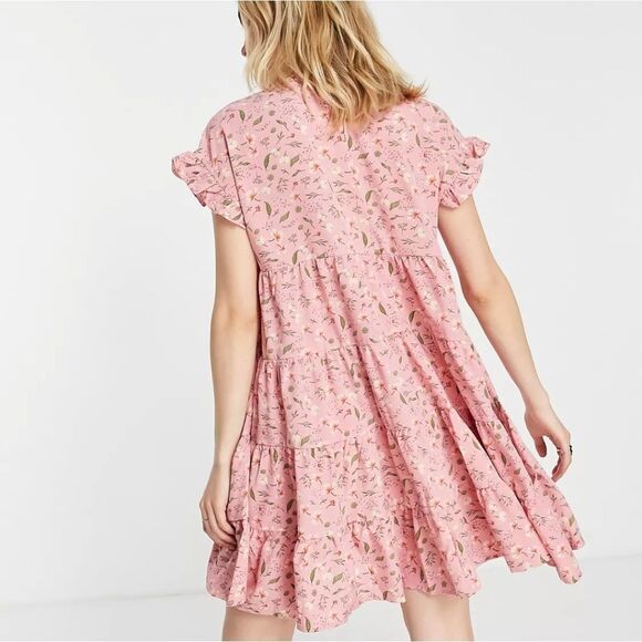 Pink Floral Frilly Babydoll Dress - Picture 2 of 10